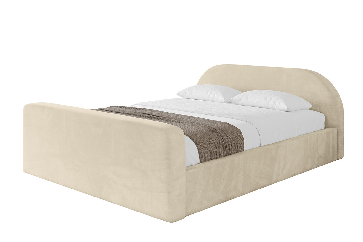POLSTERBETT mit Bettkasten, Fußteil und Lattenrost, Boxbett ohne Matratze - TIVON-Z-V1 180x200 Beige - Ecru, Holzwerkstoff/Textil (180/200cm) - ALTDECOR