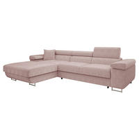 ECKSOFA Torezio Mini Cord, Seite: Links - Rosa, Holz/Textil (280/170cm) - MIRJAN24