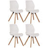 STUHL 4er Set Lederlook weiß - Eukalyptusholzfarben/Weiß, Holz/Textil (49/87.5/58cm) - CLP