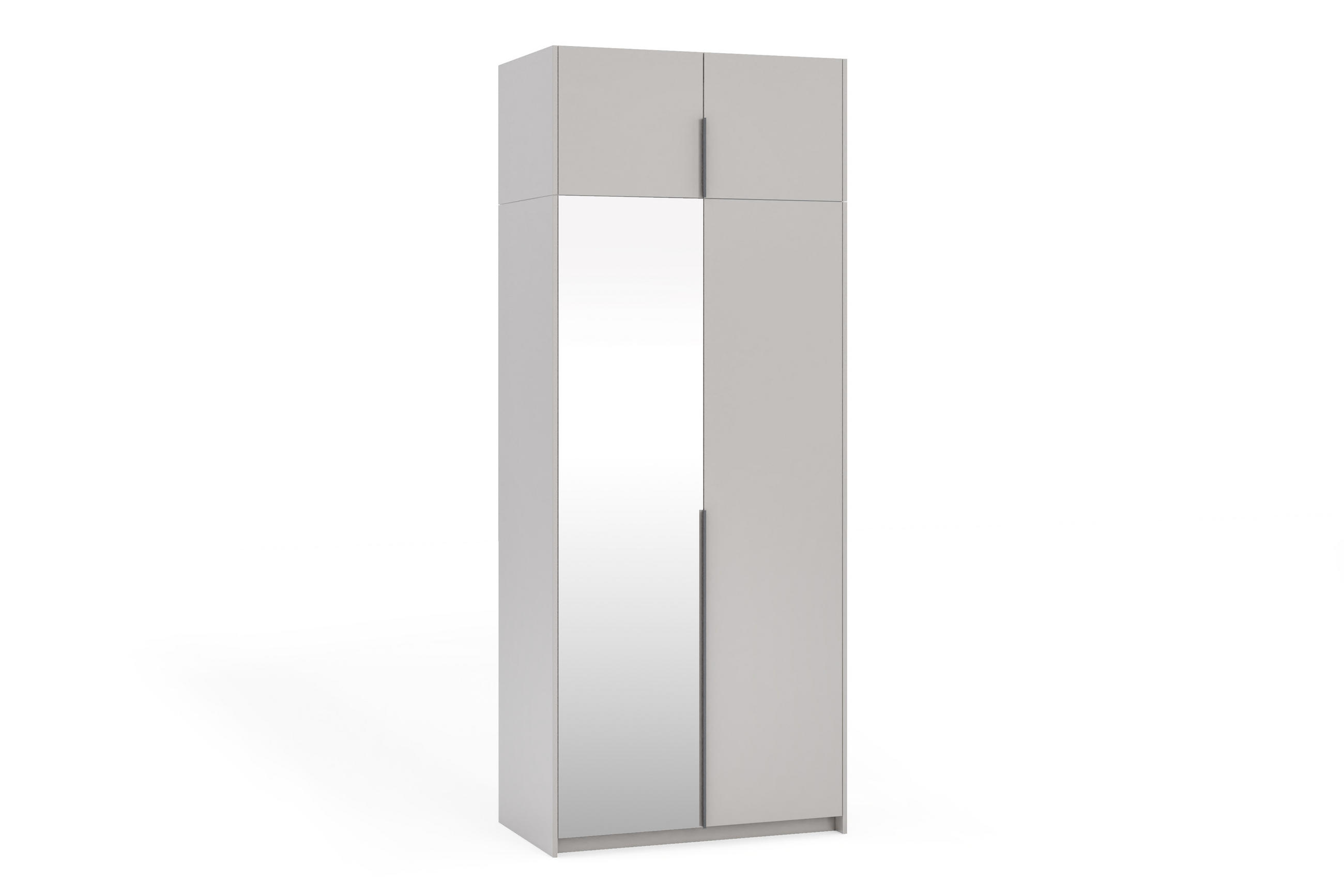 DREHTÜRENSCHRANK Apollonia I mit Spiegel 100x204cm 2-türig, kaschmir, schwarze Griffe - Kaschmir/Schwarz, Kunststoff (58/250/100cm) - Margaret Hadas24