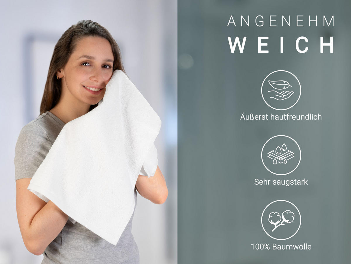 HANDTÜCHER, 6er-Set, 50x70 cm, 100% Baumwolle, Weiß - Weiß, Textil (70/50cm) - Zollner