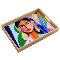 TABLETT - Porträt - Frau - Modern - 50x35 cm - Multicolor, Holz (50/5/5cm) - OnlyWow
