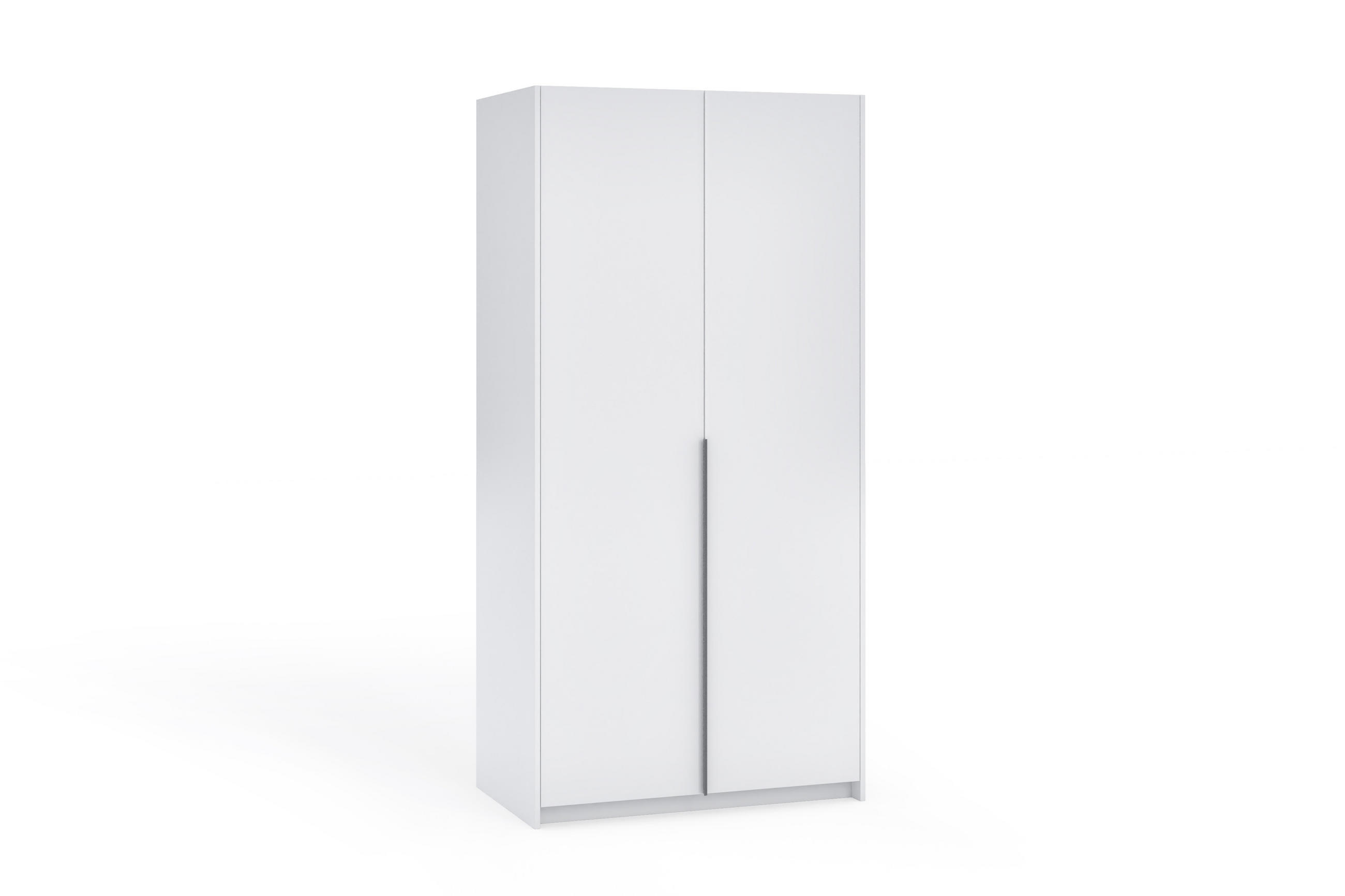 DREHTÜRENSCHRANK Apollonia ohne Spiegel 100x204cm 2-türig, weiß, schwarze Griffe - Schwarz/Weiß, Kunststoff (58/205/100cm) - Margaret Hadas24