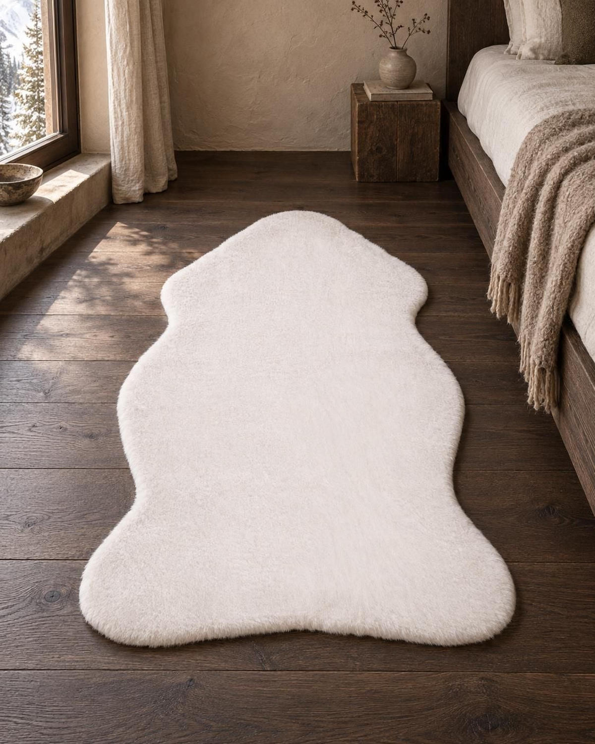 KUNSTFELL-TEPPICH Undara 90/60 cm - Weiß, Kunststoff (60/90cm) - Beliani