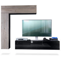 WOHNWAND Taurito Fronten in Eiche Nordic - Silbereichenfarben, Holzwerkstoff (320/182/39cm) - Vladon