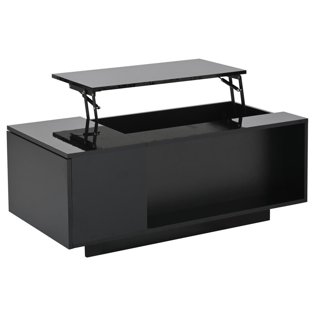 KLUB stolić 100/50/40 cm crni od iverice s podiznom pločom i LED rasvjetom - crna, drvni materijal (100/50/40cm) - OKWISH