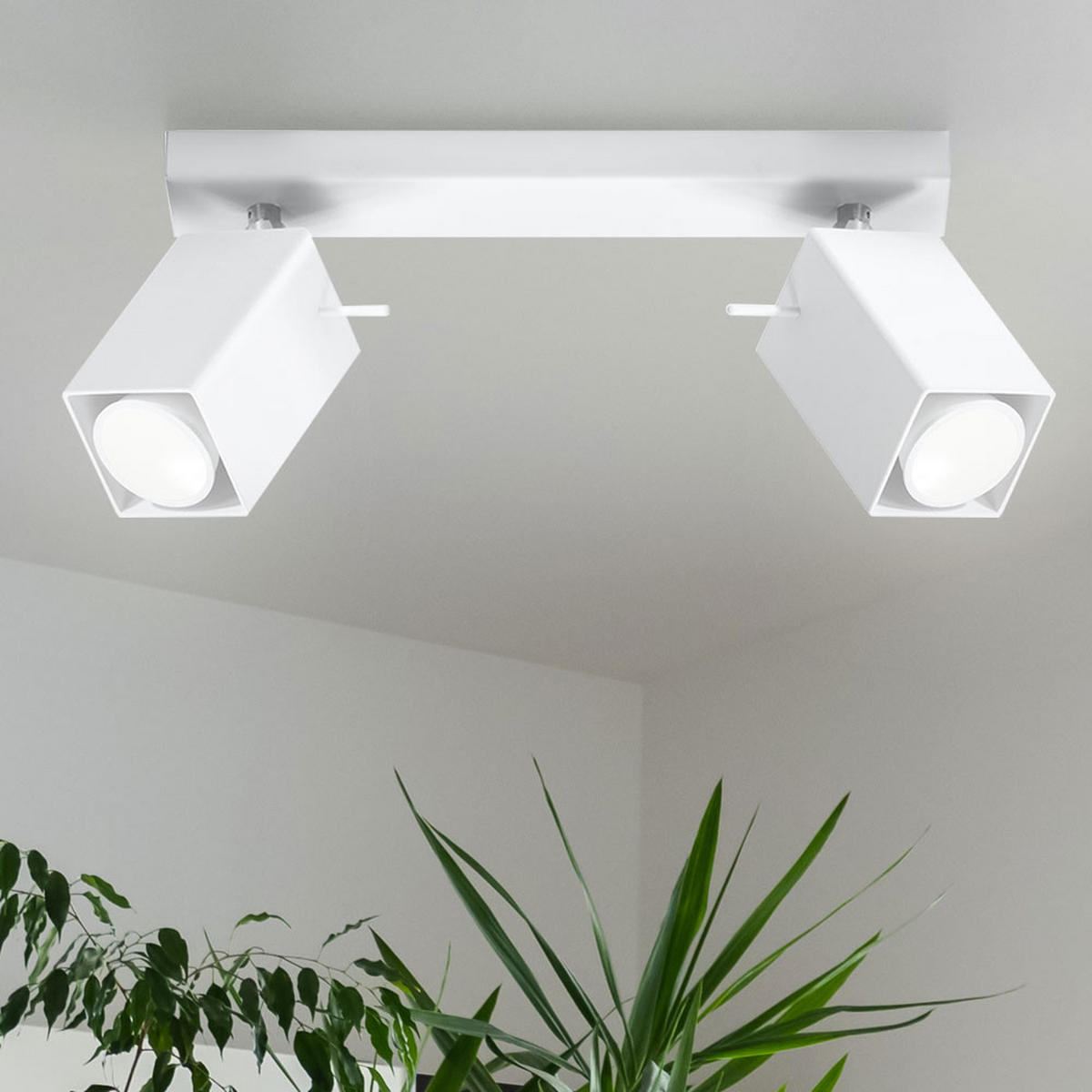 DECKENLEUCHTE Stahl Weiß bewegliche Spots - Weiß, Metall (30/8/15cm)