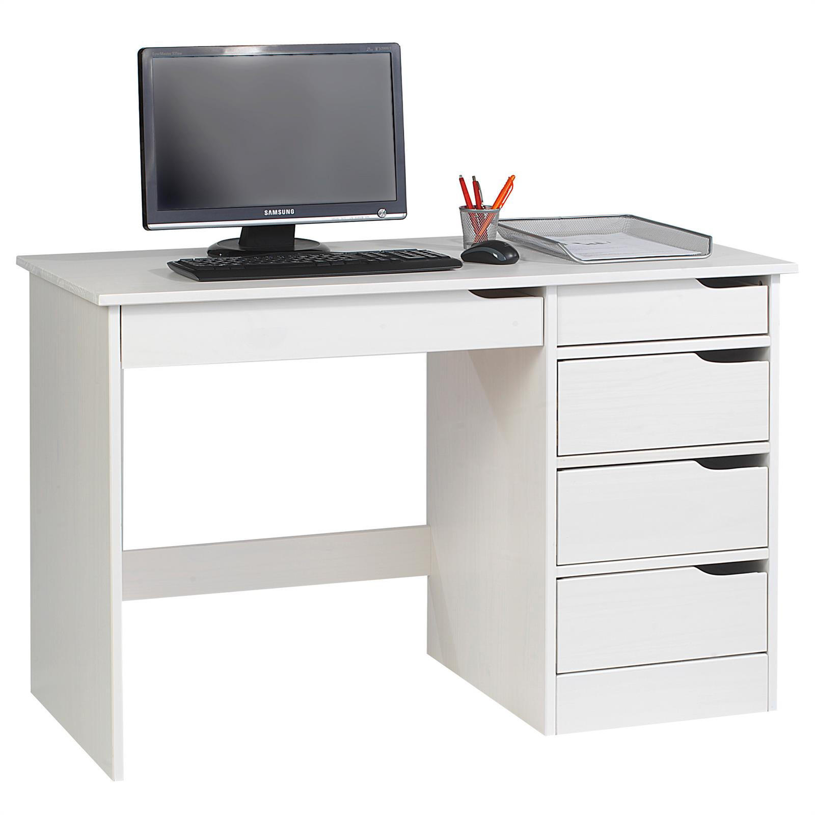 SCHREIBTISCH HUGO - Weiß, Holz (54/114/76cm) - IDIMEX