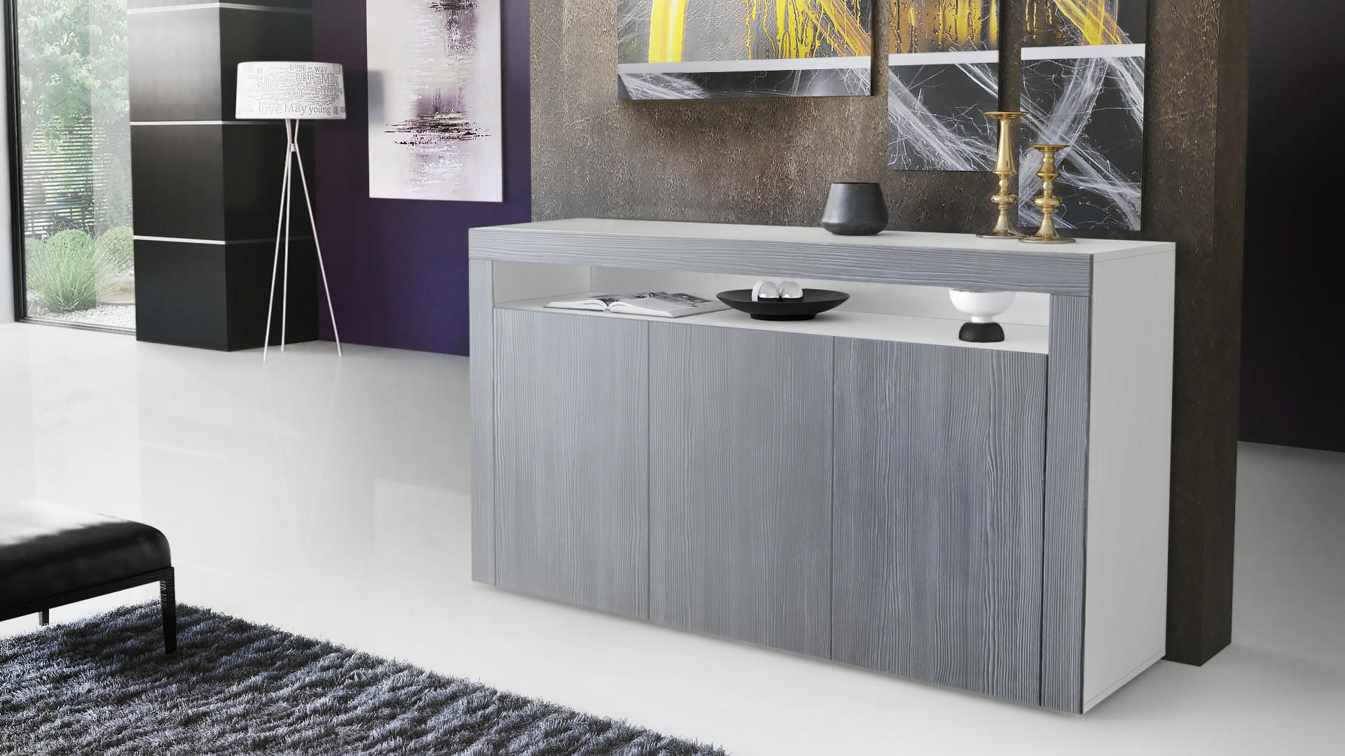 SIDEBOARD Valencia Avola-Anthrazit / Avola-Anthrazit - Anthrazit, Holzwerkstoff (155/92/40cm) - Vladon