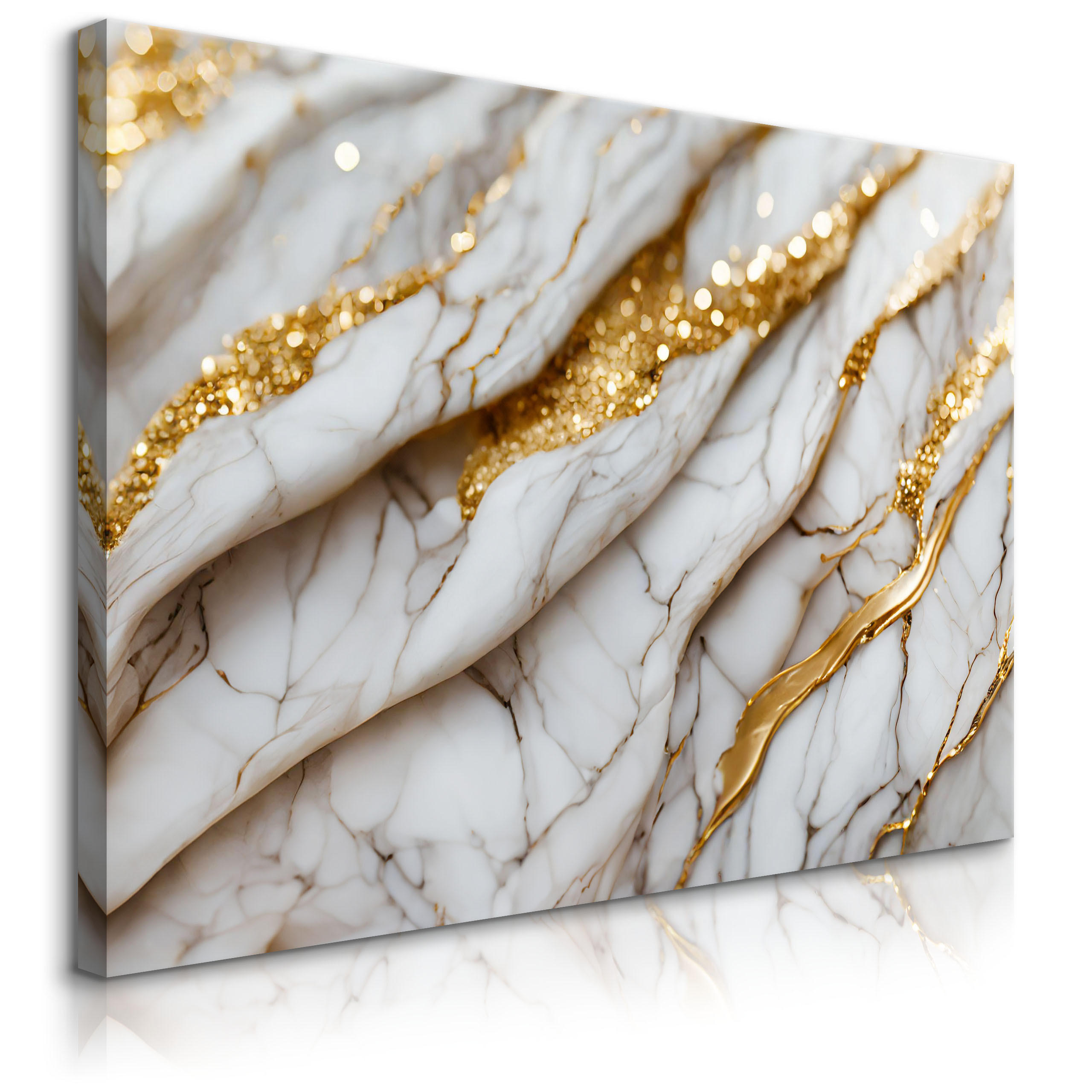 LEINWANDBILD für Büro MARMOR Abstraktion 3D 120/80 cm - Weiß/Grau, Textil (120/80cm) - Muralo
