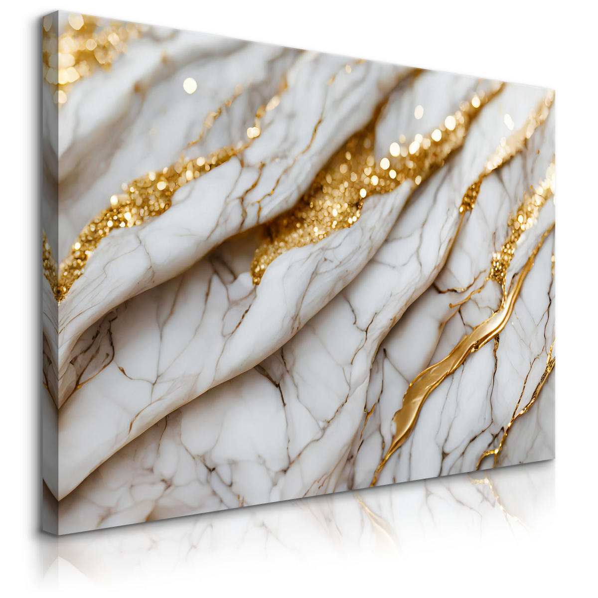 LEINWANDBILD für Büro MARMOR Abstraktion 3D 120/80 cm - Weiß/Grau, Textil (120/80cm) - Muralo