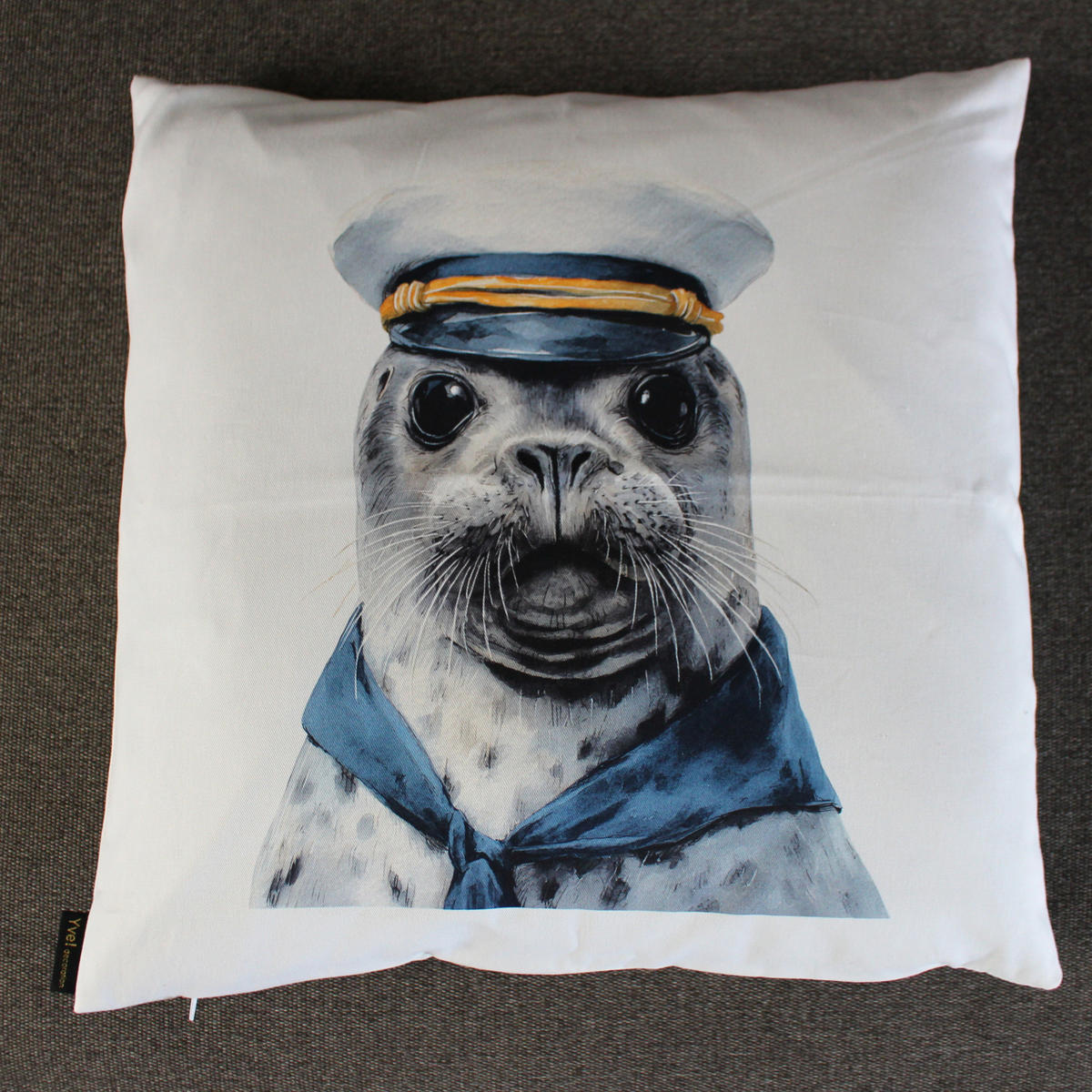 KISSENHÜLLE SEEHUND - Weiß, Textil (50/50cm) - Yve! decoration