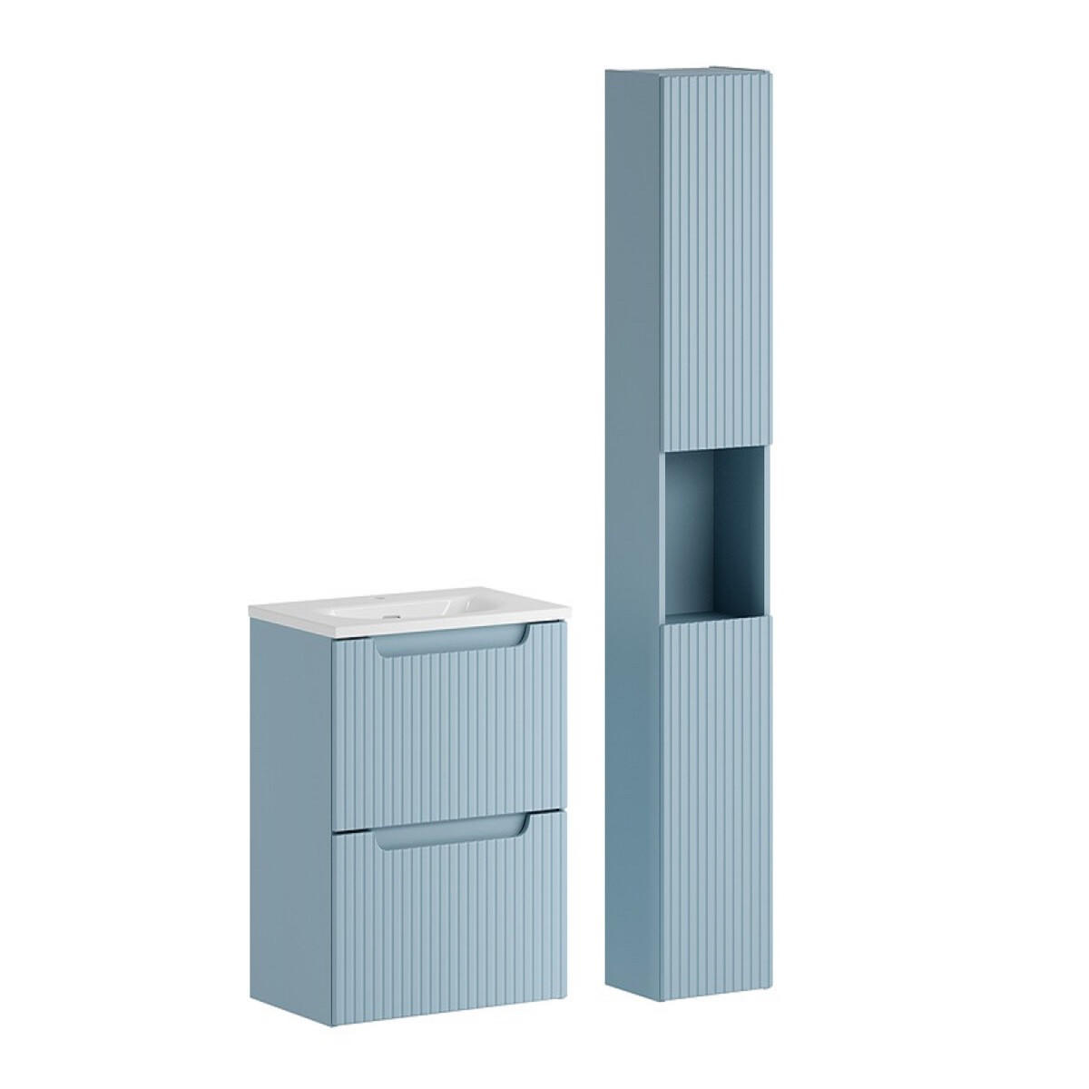 BADMÖBEL-SET 3 Teile- Nova Denim N BM374 in Denim - Dunkelblau, Holz (60/140/40cm)