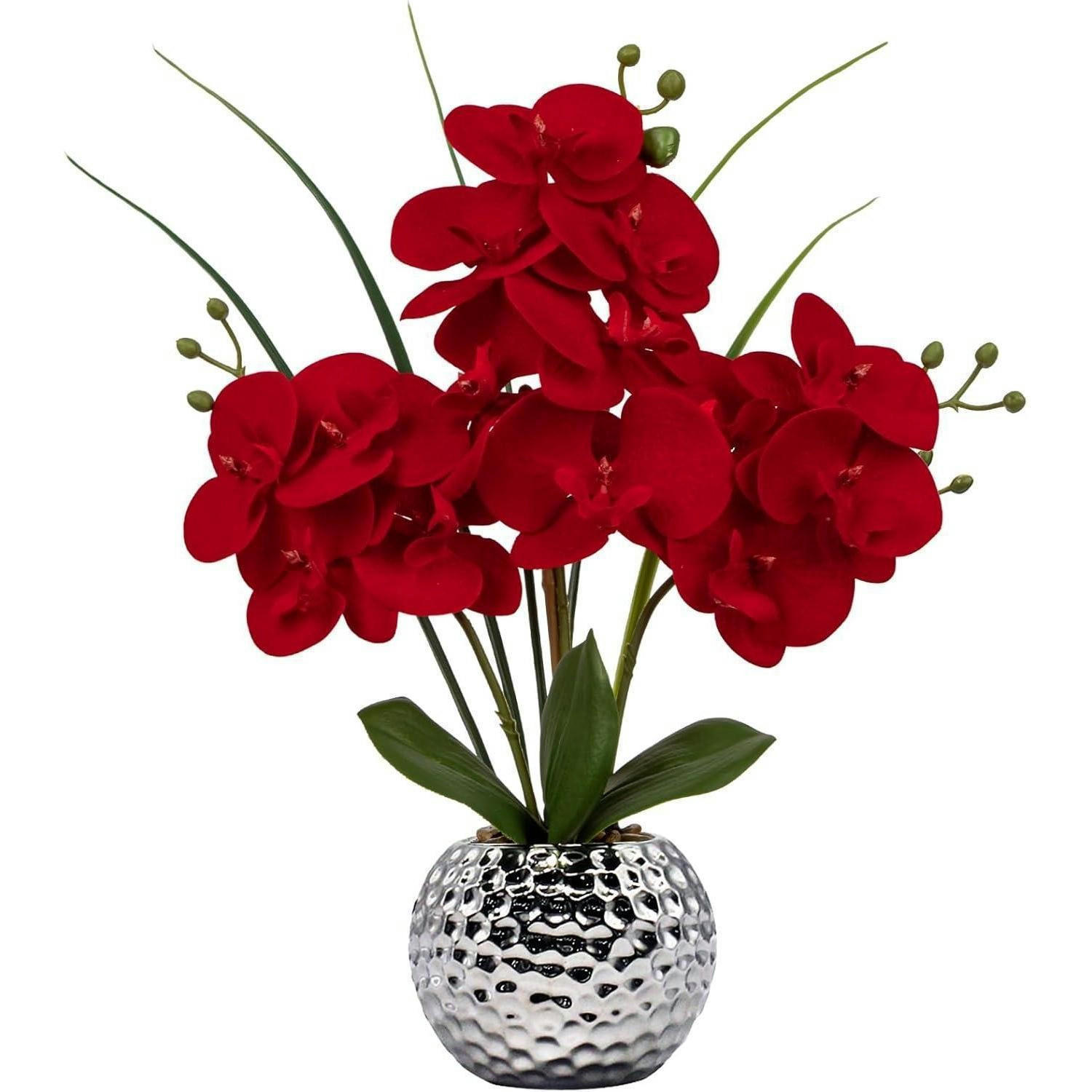 KUNSTBLUME Orchidee Phalaenopsis im Keramiktopf Rot 49 cm - Rot, Keramik (38cm)