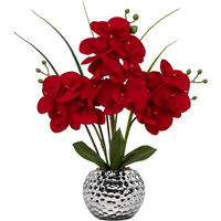 KUNSTBLUME Orchidee Phalaenopsis im Keramiktopf Rot 49 cm - Rot, Keramik (38cm)