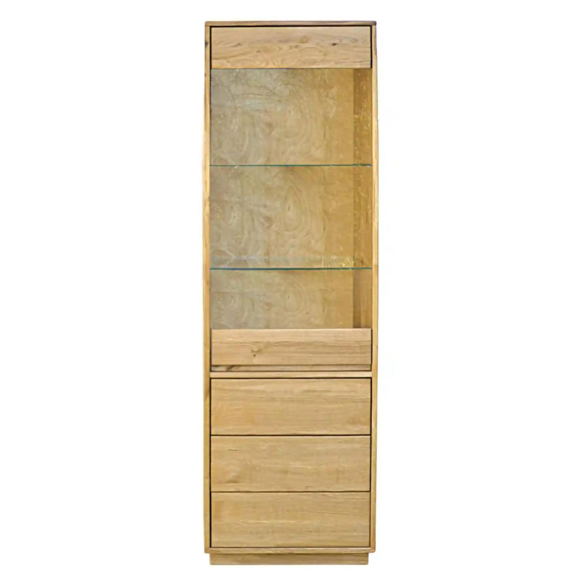 EICHEN-VITRINE mit Glasfront, Säule für das Wohnzimmer CORA - Eichefarben, Holz (60/190/40cm) - Rawood Furniture