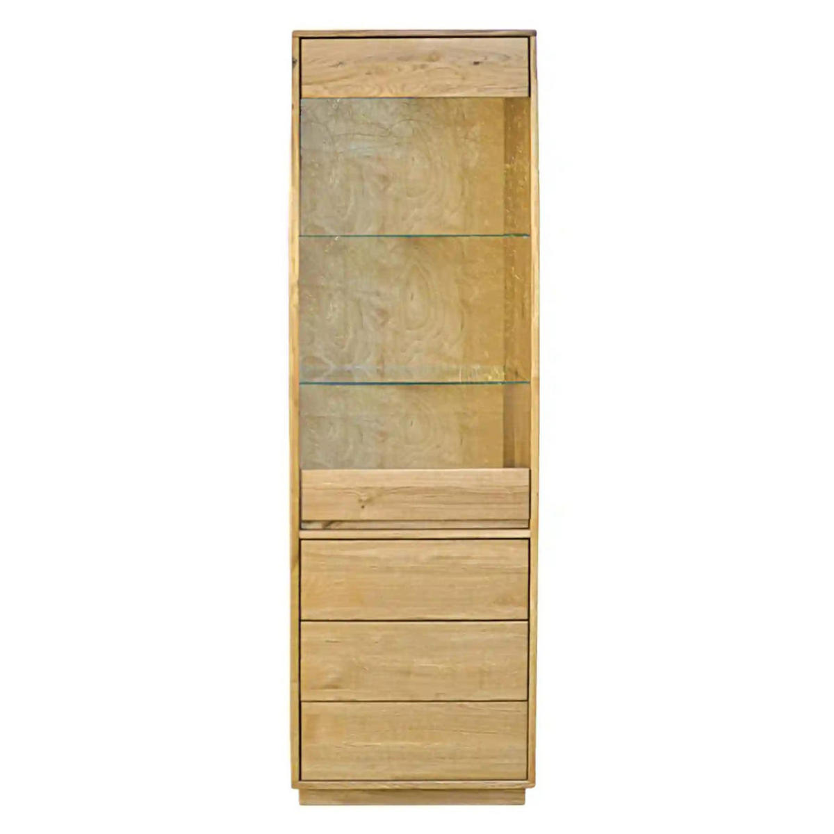 EICHEN-VITRINE mit Glasfront, Säule für das Wohnzimmer CORA - Eichefarben, Holz (60/190/40cm) - Rawood Furniture