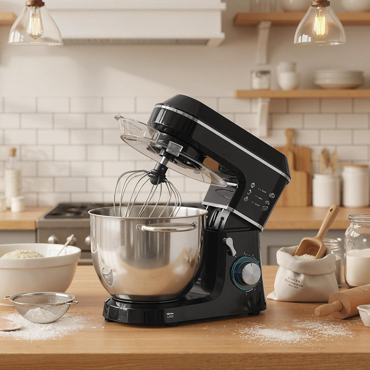 STANDMIXER Aluminium Edelstahl Schwarz - Edelstahlfarben/Schwarz, Metall (31/34/37cm) - HOMCOM