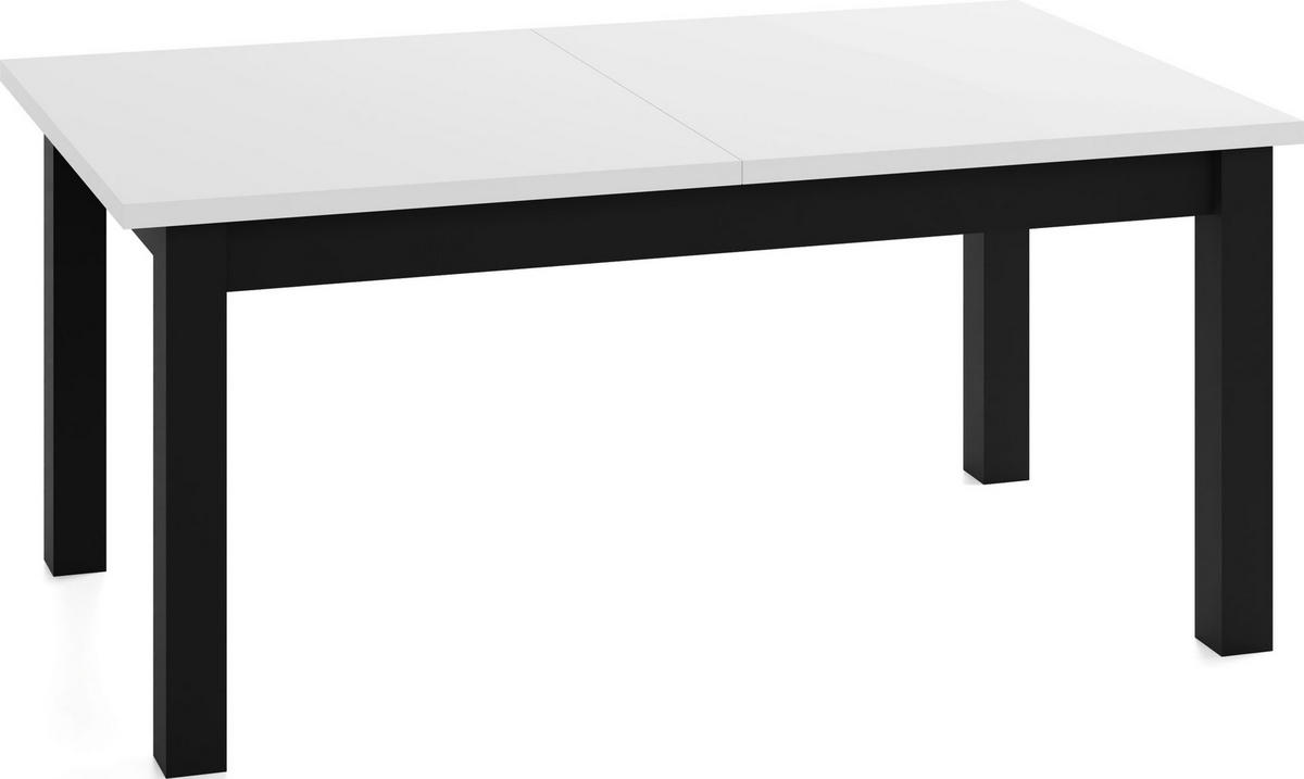 ESSTISCH Lindberg ausziehbar verlängerbar rechteckig, Weiß 140-160/80/77 cm - Schwarz/Weiß, Holz/Holzwerkstoff (140/80/76.5cm) - WFL GROUP