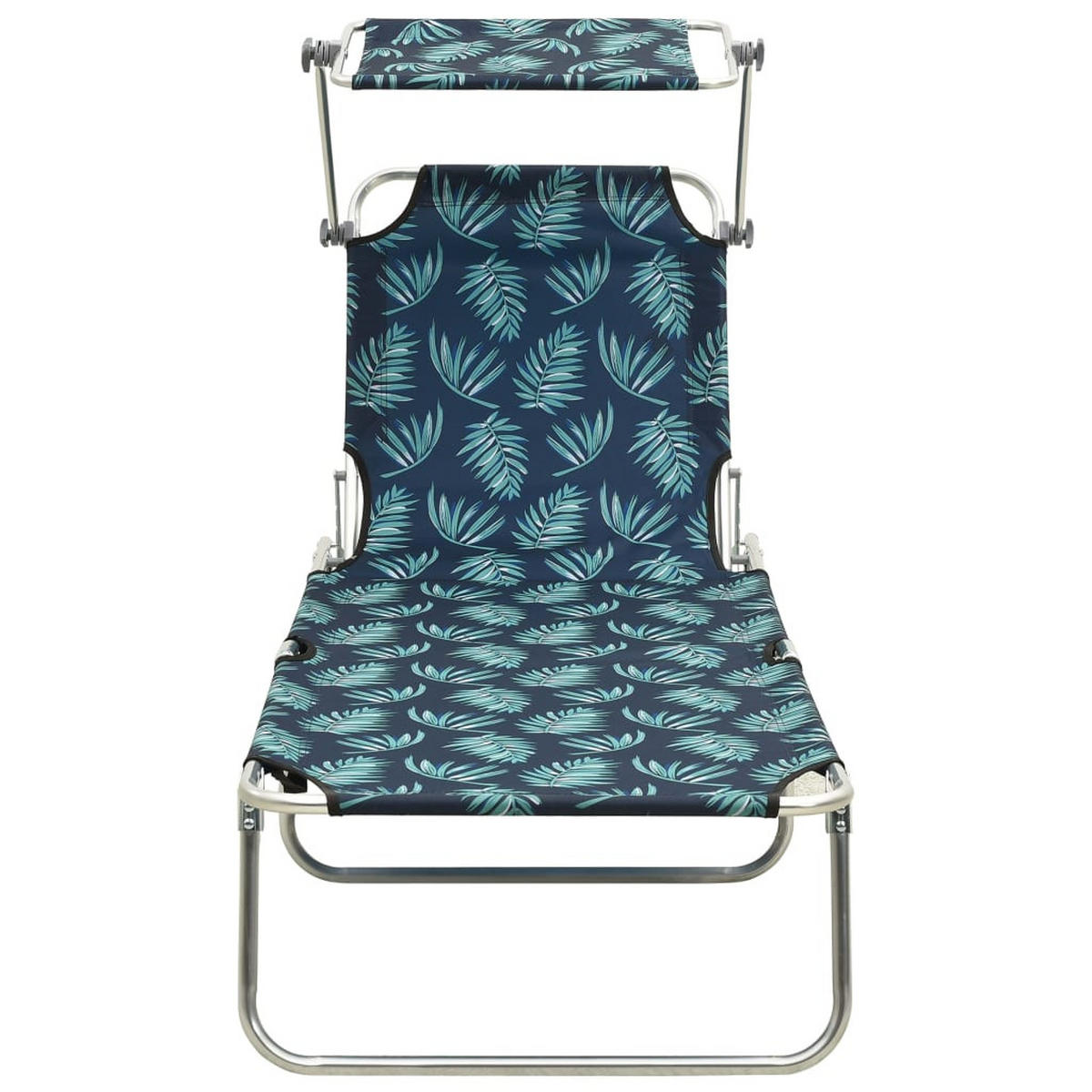 KLAPPLIEGE mit Sonnendach Blattmuster Aluminium - Türkis, Textil (57.5/27/187cm) - furnicato