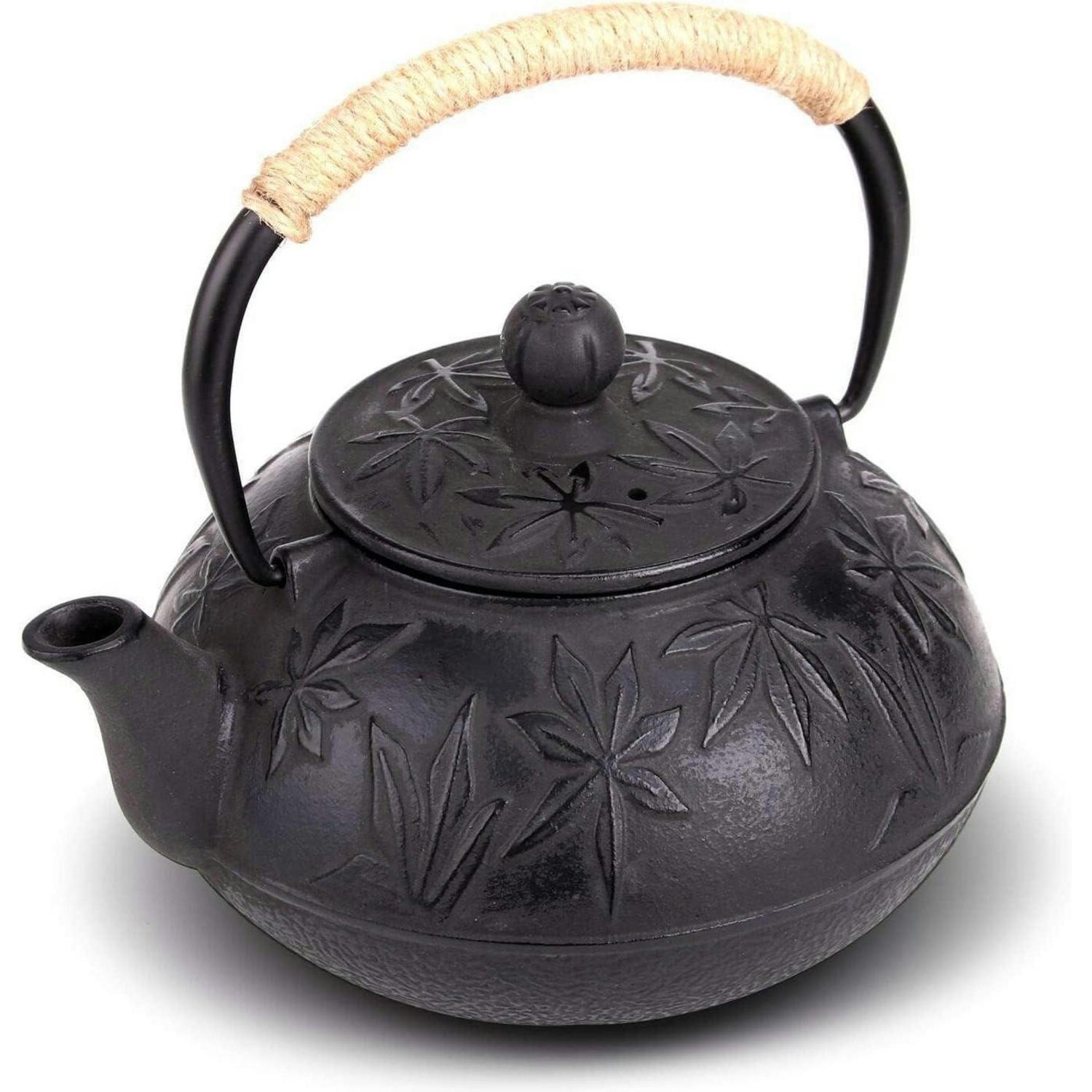 TEEKANNE Gusseisen 800ml Schwarz Ahornblätter - Schwarz, Metall (17/17cm)