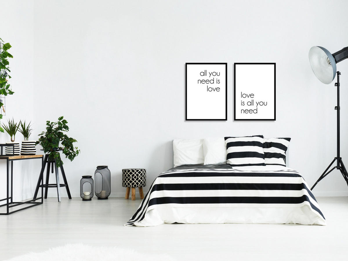 BILD mit Rahmen 2er Set 51x71 cm Spruch: Liebe - Weiß, Holz (51/71cm) - artissimo