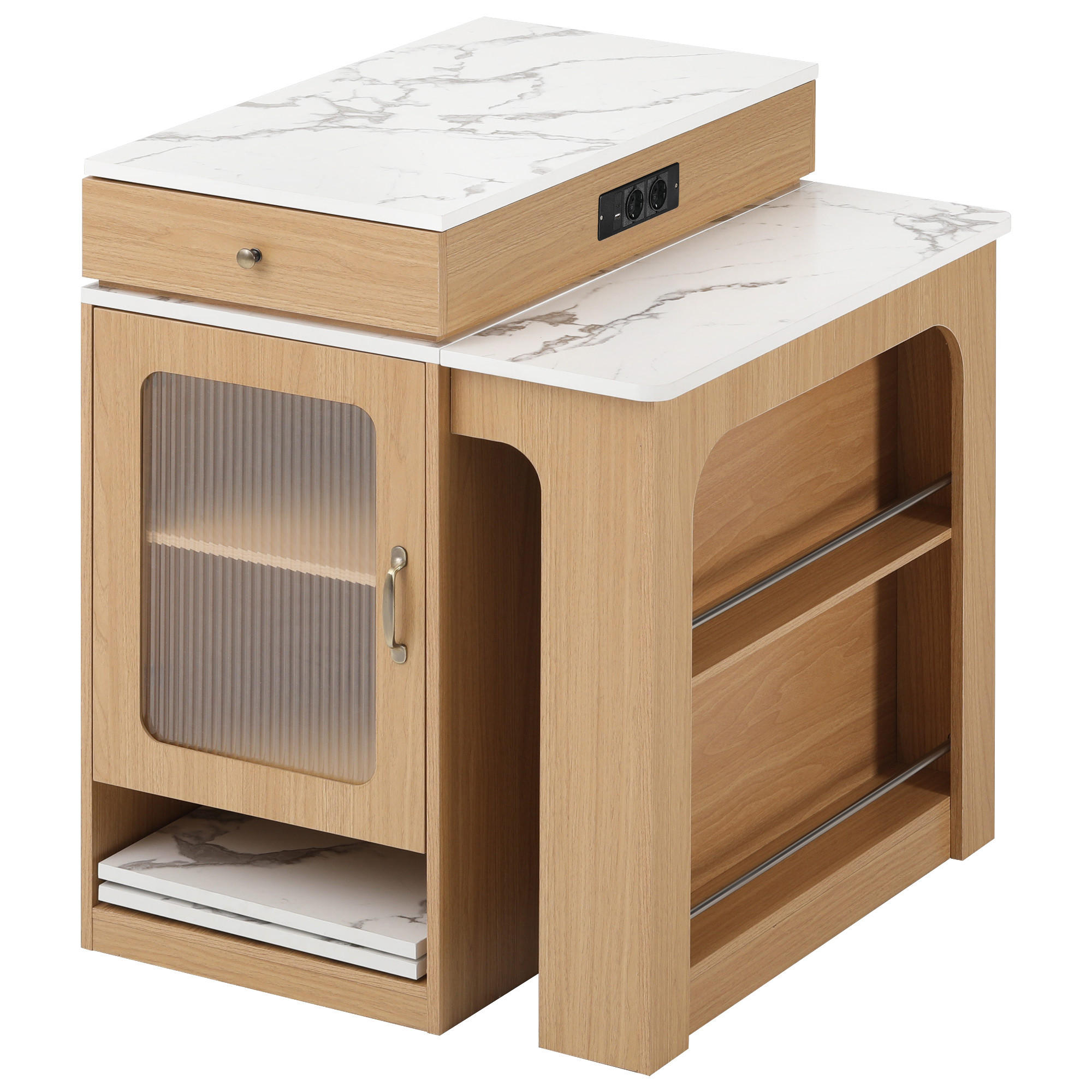 KÜCHENINSEL mit ausziehbarer Tischplatte DE-39558 Natur - Naturfarben, Holzwerkstoff (71/92/80cm) - ComfortXL