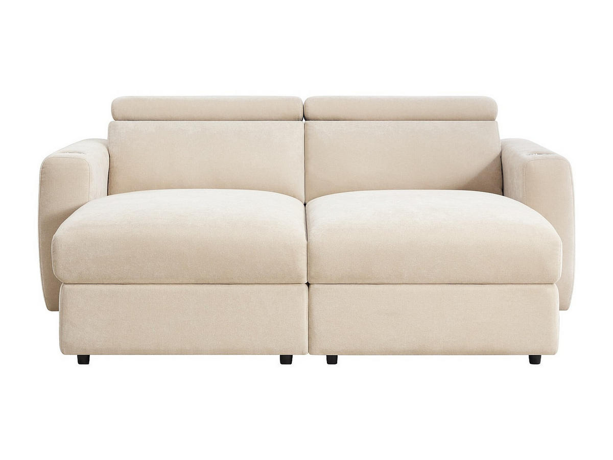 3-SITZER Sofa mit elektrischer Relaxfunktion und tiefer Sitzfläche aus beigem Stoff - BERALDA - Beige, Textil (196/78/175cm) - Vente-Unique