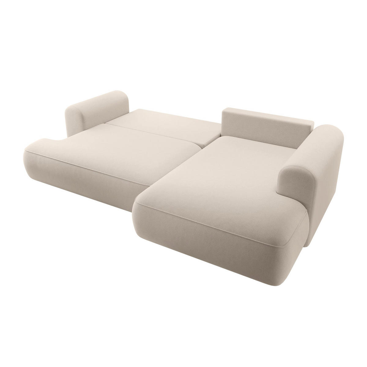 ECKSOFA Ovo Hellbeige Samt - Beige/Schwarz, Kunststoff/Textil (165/260cm) - Selsey