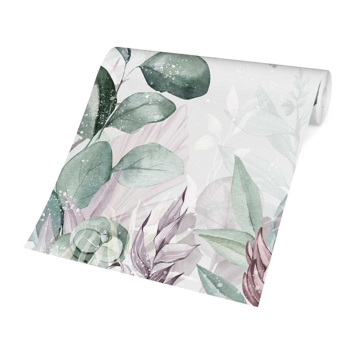 FOTOTAPETE Botanik in Pastell Grün & Rosa 288/288 cm - Grün, Papier (288/288cm) - Bilderwelten