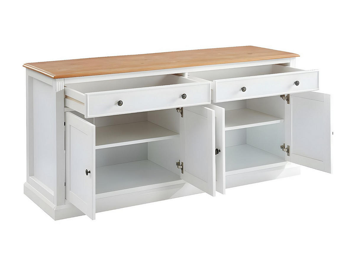 SIDEBOARD mit 4 Türen & 2 Schubladen - Kiefernholz - Weiß - HONFLEUR - Weiß, Holz (160/75/50cm) - Vente-Unique