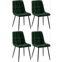STUHL 4er Set Samt Grün - Schwarz/Grün, Textil/Metall (45/84/55cm) - CLP