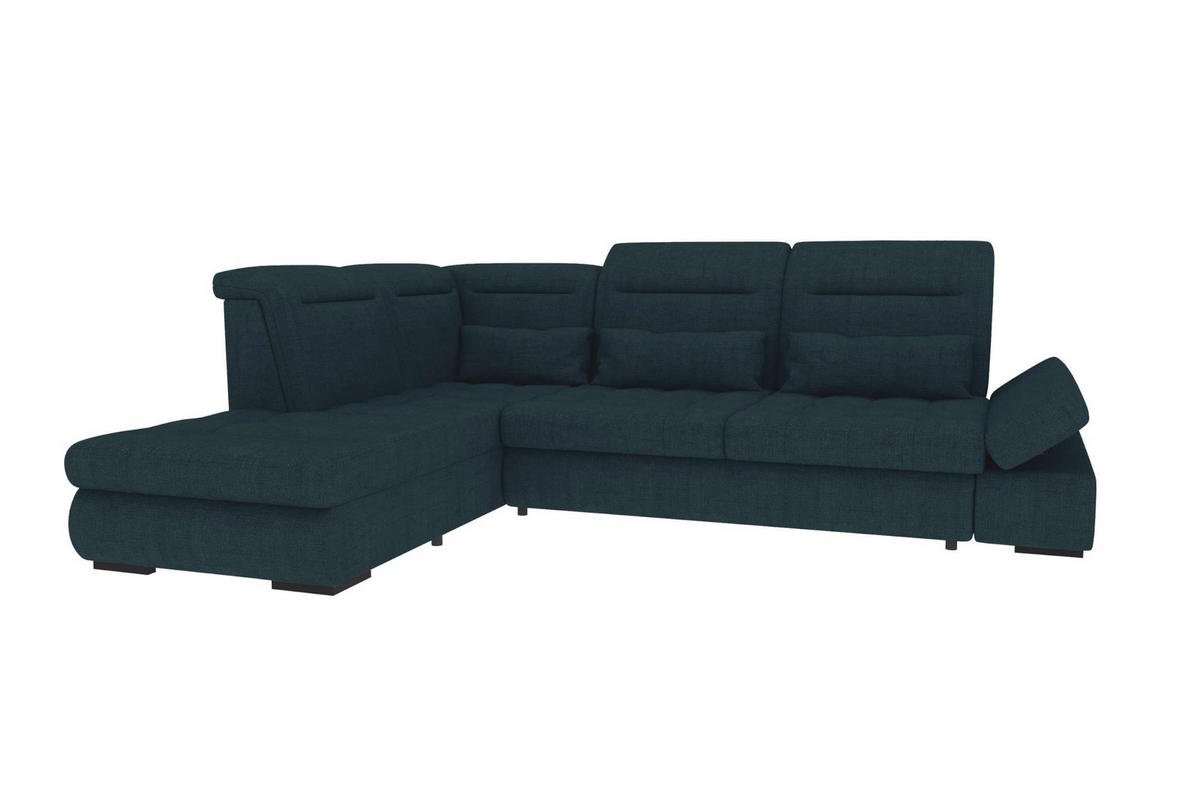 ECKSOFA Toscana Velours inkl. Schlaffunktion - Dunkelblau, Textil (227/279cm) - 99rooms