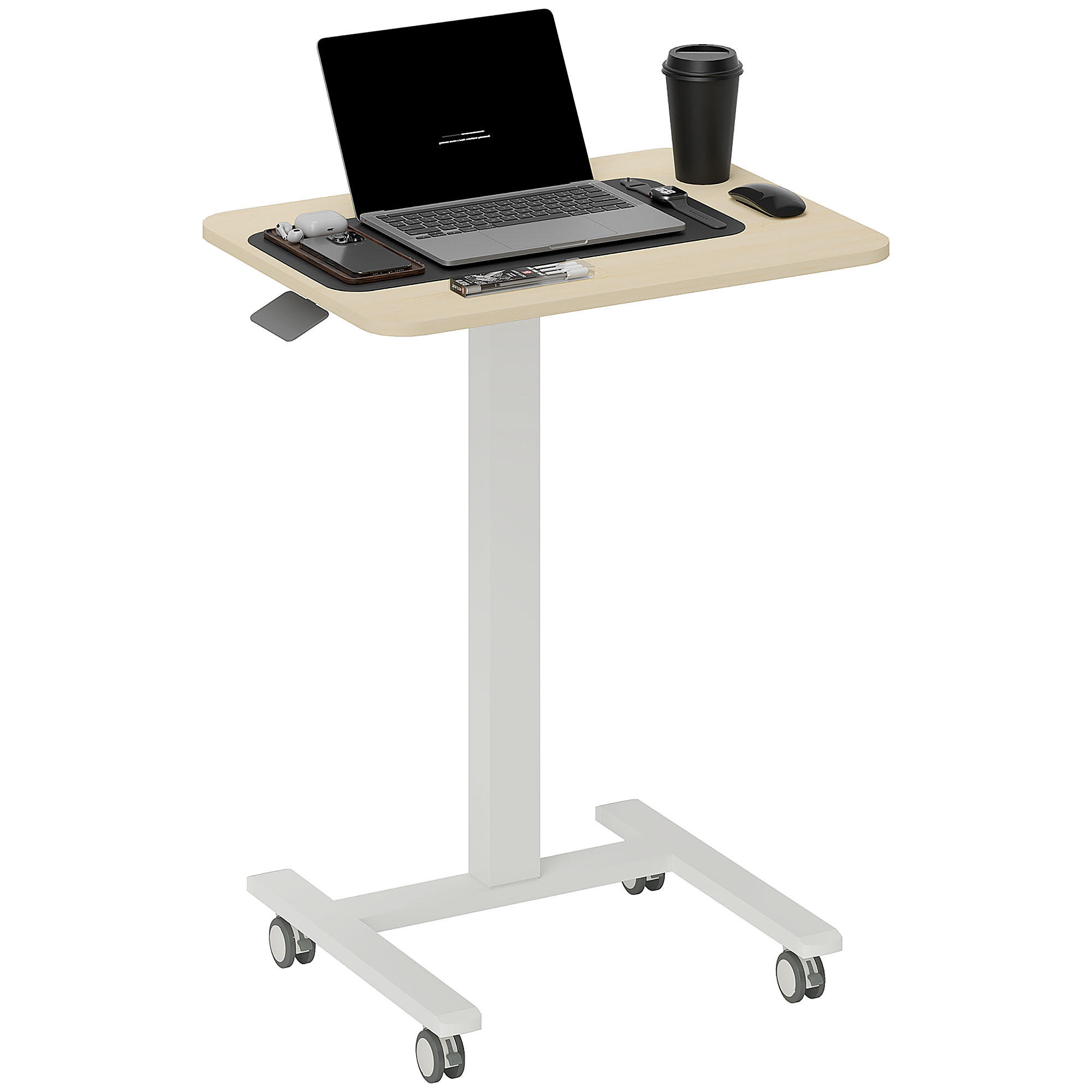 COMPUTERTISCH Gelb höhenverstellbar mit 4 Rollen 65/48/108 cm - Gelb, Holzwerkstoff (48/65/108cm) - PANGIVO