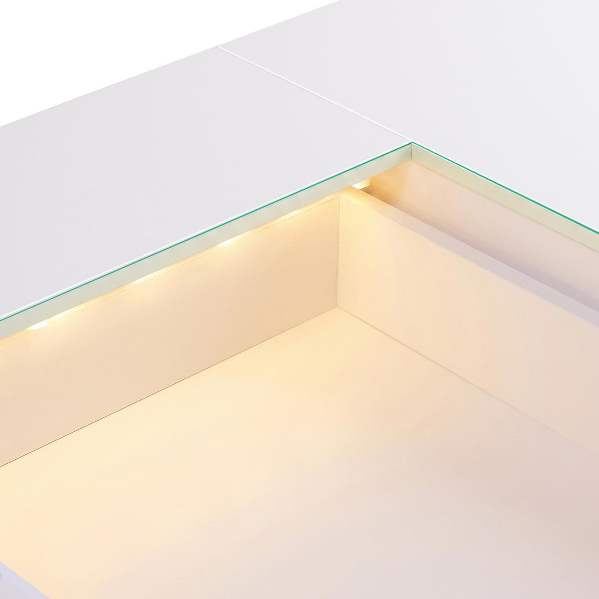 SCHMINKTISCH mit Beleuchtung LED 8 Schubladen Weiβ 120/55/81 CM - Weiß, Glas/Metall (120/81/55cm) - VANITII