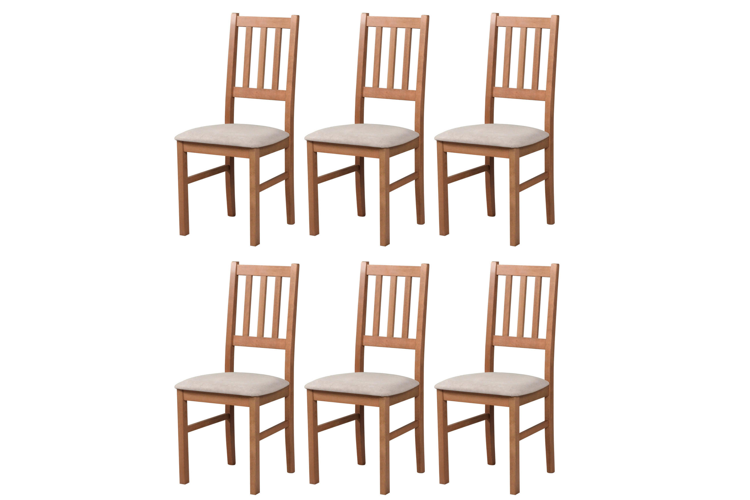 STUHL Bos 4 (6er Set) - Hellbraun/Beige, Holz (43/94/40cm) - Leaf Design