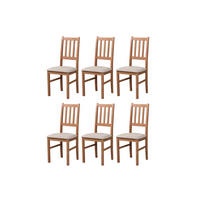 STUHL Bos 4 (6er Set) - Hellbraun/Beige, Holz (43/94/40cm) - Leaf Design