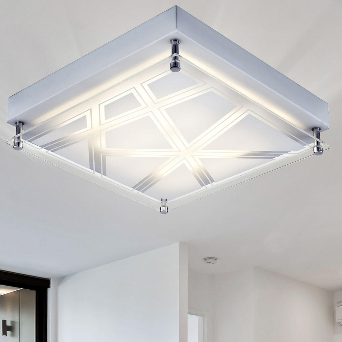 LED DECKENLEUCHTE Metall Musterschirm Silber - Silberfarben, Metall (25/25/7.5cm) - Esto