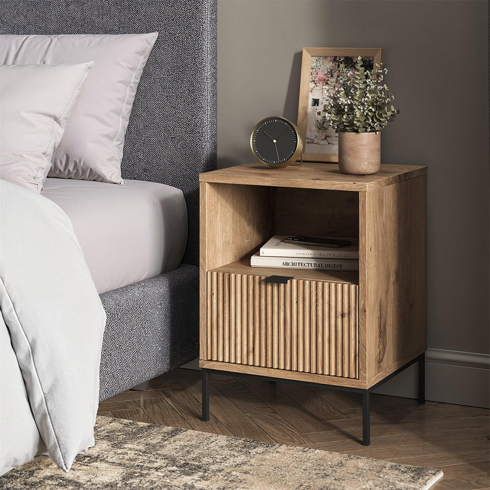 NACHTTISCH Eliza Viking Oak 40 x 55 cm mit 1 Schublade - Eichefarben, Holzwerkstoff (40/55/38.1cm) - Vicco