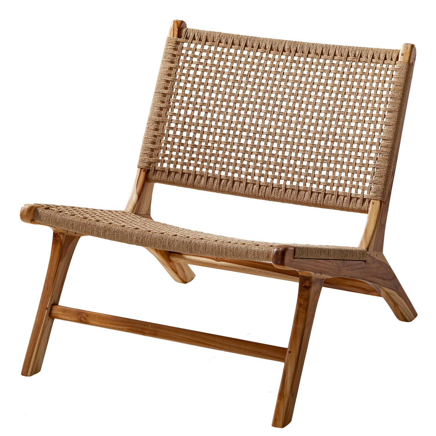 LOUNGESESSEL - Papiergeflecht / Teakholz massiv, Natur / Teak - Teakfarben, Naturmaterialien (65/68/80cm) - home24