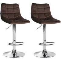 BARHOCKER 2er Set James Samt chrom braun - Chromfarben/Braun, Textil/Metall (43/108.5/46.5cm) - TPFLiving