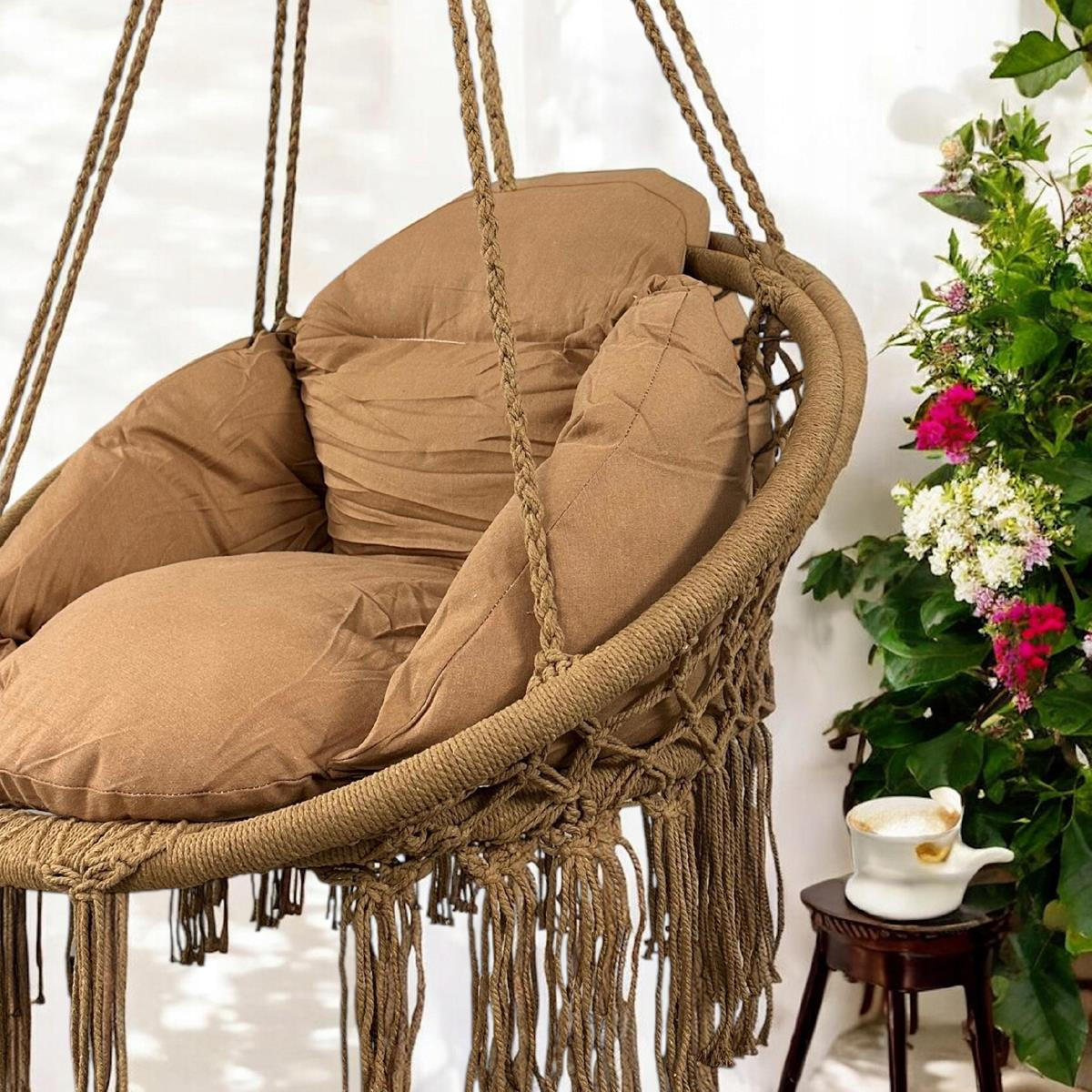 HÄNGESESSEL BLISS Braun, mit Kissen - Braun, Metall (80/120/61cm) - Bettso