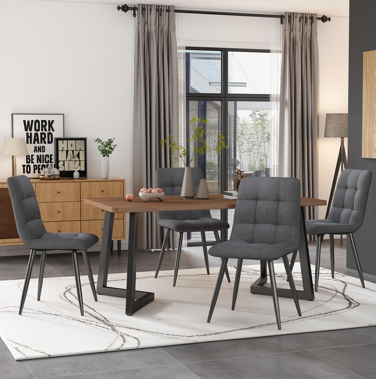 ESSTISCH 117/75/68 cm Schwarz/Nussbaumfarben aus MDF mit Metallgestell - Braun, Holzwerkstoff (117/68/75cm) - OKMYHOME