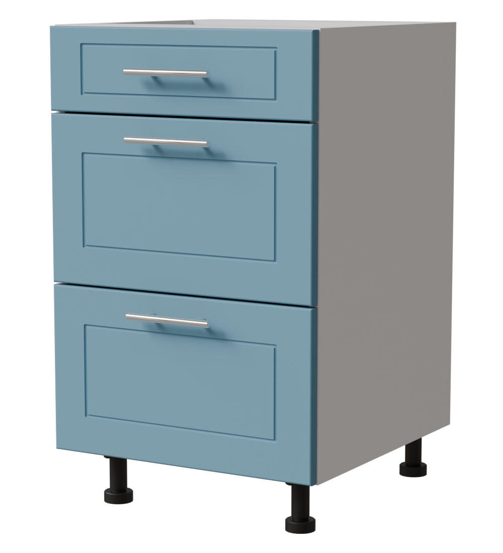 SCHUBLADENUNTERSCHRANK Bari D3/50 Weiß / RAL 5024 pastellblau 50 / 50 / 82cm REJS Vollauszug - Blau/Weiß, Holz/Holzwerkstoff (50/82/50cm) - Feldmann-Wohnen