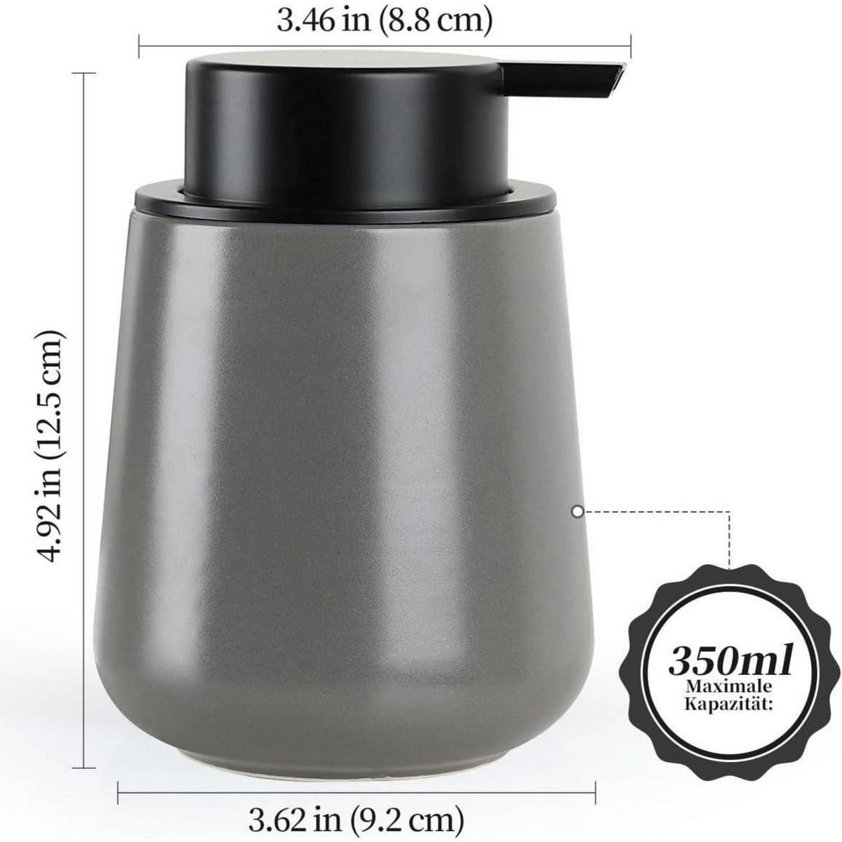 SEIFENSPENDER Keramik Grau 350 ml - Grau, Keramik (5.8/12.5/9.2cm)