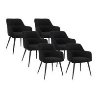 STUHL 6er-Set - Stoff & Metall - Schwarz - HEKA - Schwarz, Textil (61/78/59.5cm) - Vente-Unique