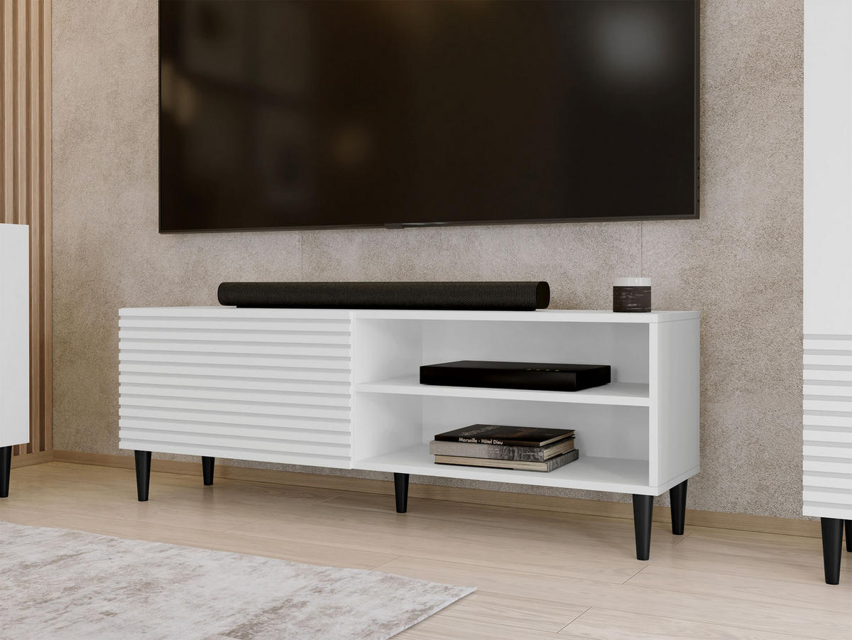 TV-ELEMENT Nakomo - Schwarz/Weiß, Holz/Holzwerkstoff (150/53/40cm) - MIRJAN24