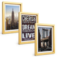 BILDER SET 3er Set - 20x30 cm Goldrahmen - Zitat über New Yorker Landschaften - Goldfarben, Kunststoff (20/30cm) - TULUP