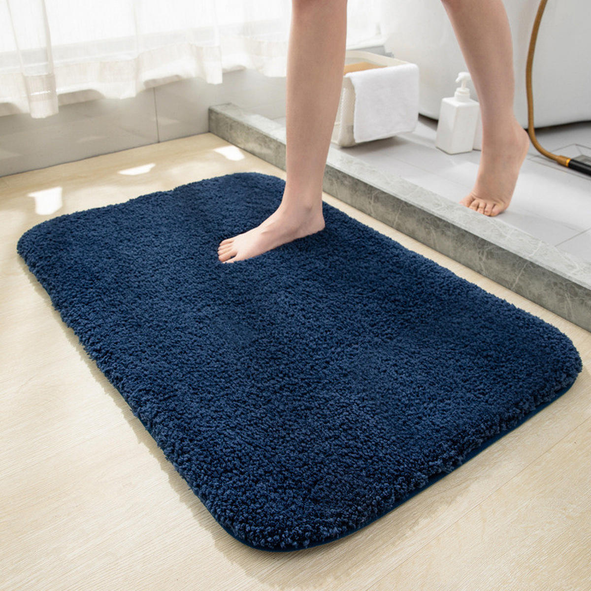 DUSCHMATTE – 60 x 90 cm – Blau - Blau, Textil (31/24cm)