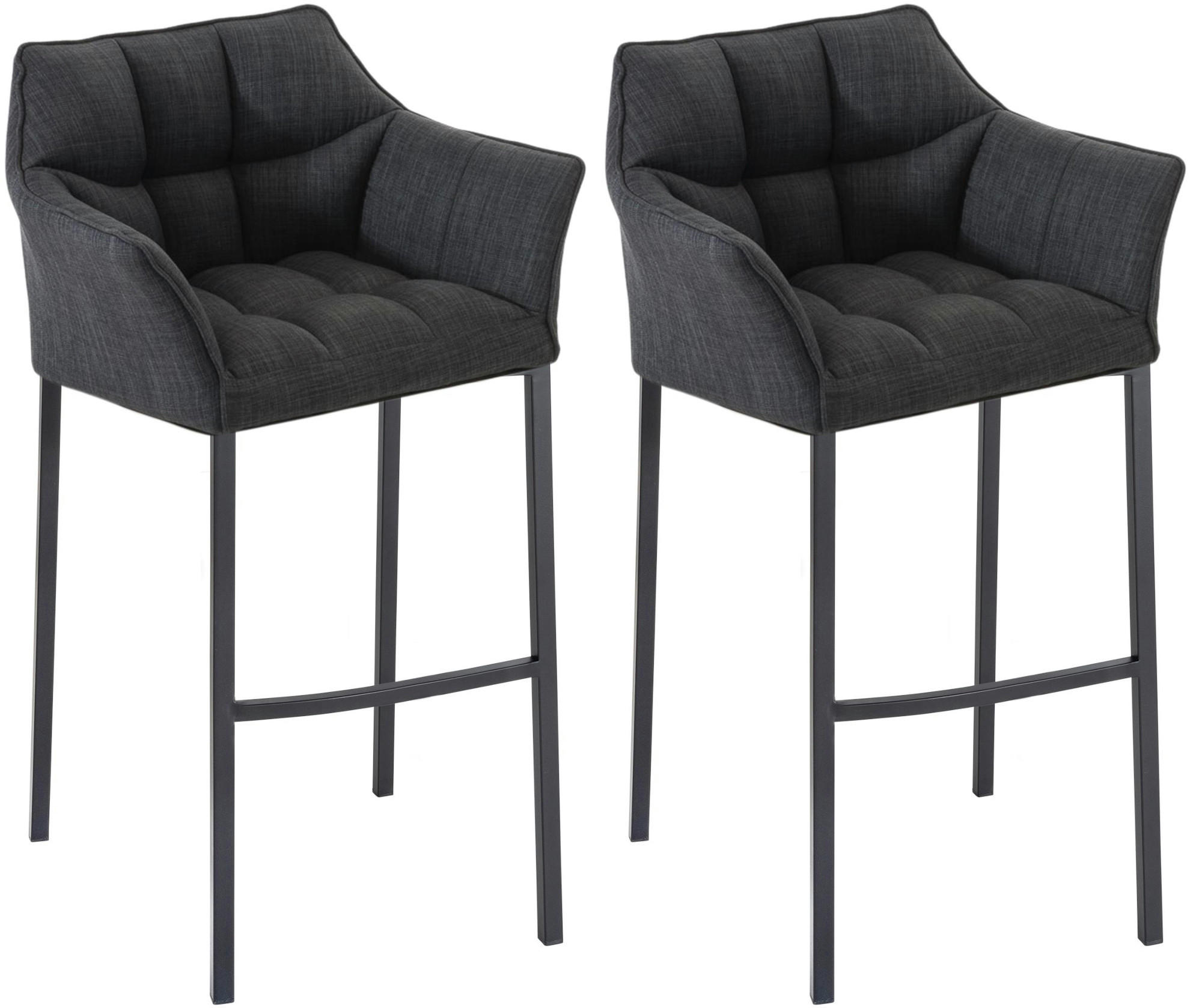 BARHOCKER 2er Set Stoff dunkelgrau - Dunkelgrau/Schwarz, Textil/Metall (64/110/48cm) - CLP